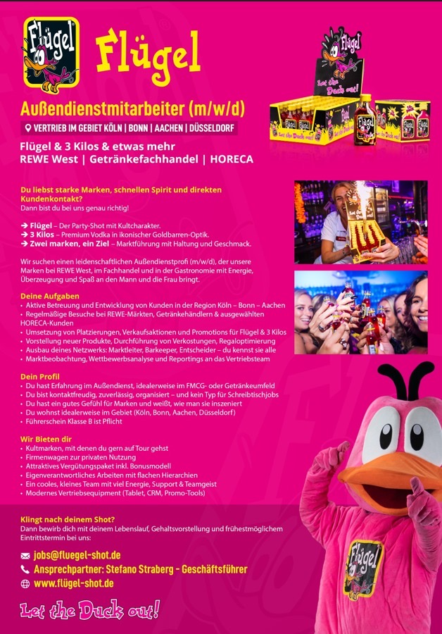 Wir suchen einen Außendienstmitarbeiter bei Flügel